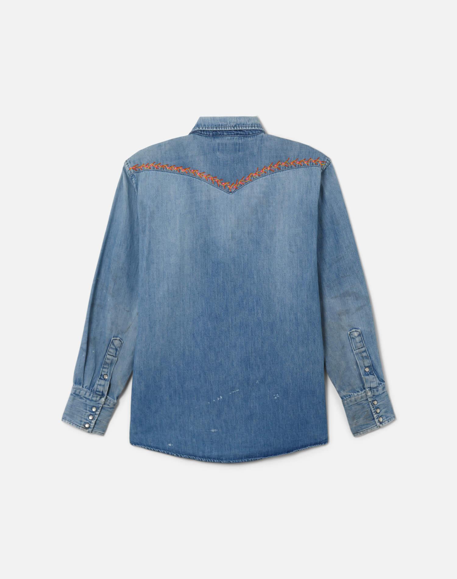 70s Big Mac Embroidered Denim Shirt Female Product Image