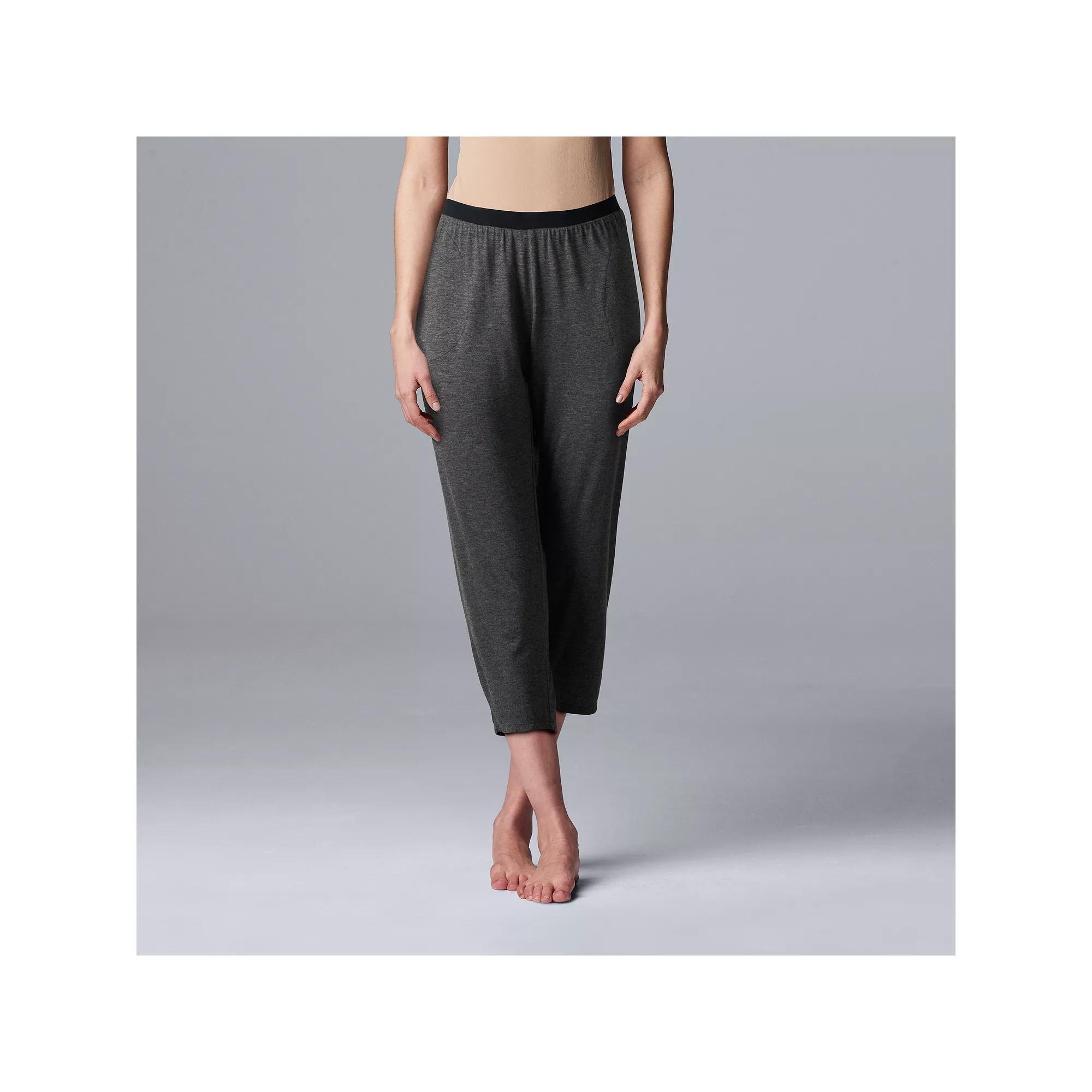 Women's Simply Vera Vera Wang Basic Luxury Pajama Capri Pants, Size: XL, Grey Gray Product Image