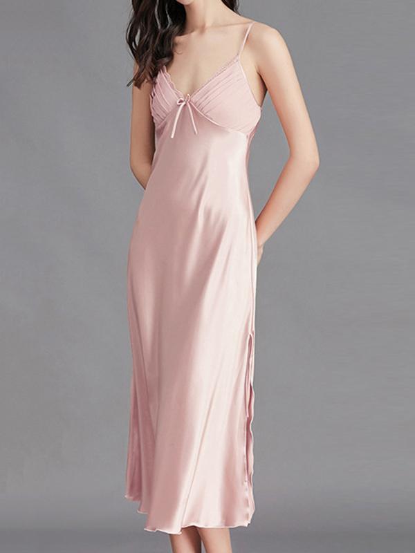 Loose Sleeveless Solid Color Spaghetti-Neck Babydolls Nightdress Pajama Product Image