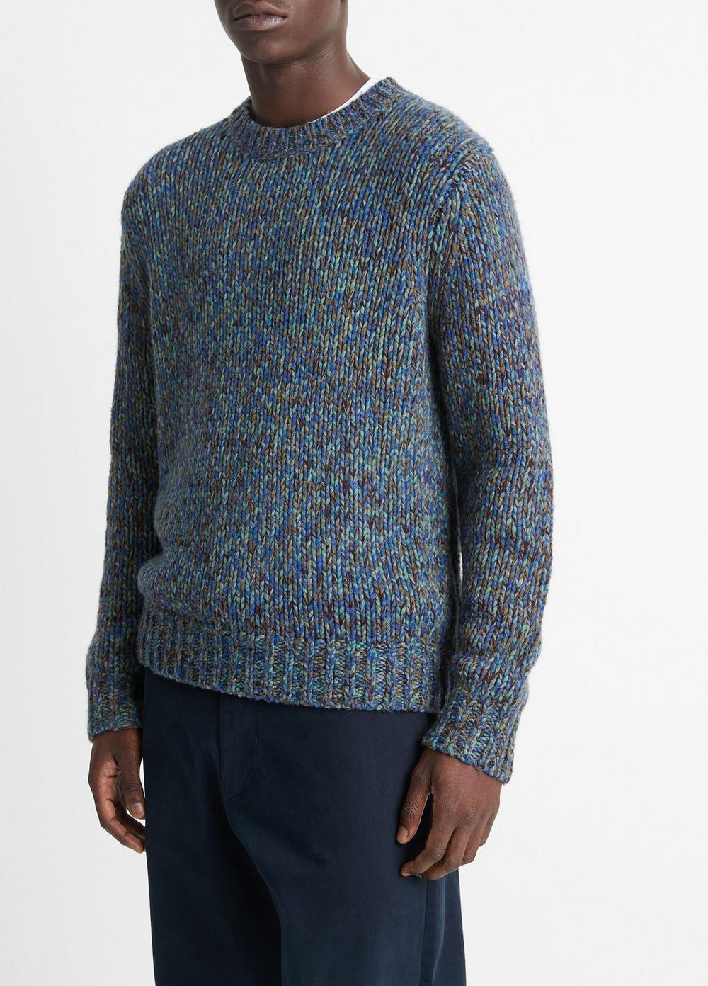 Mens Homespun Marled Crew Neck Sweater, Medium Heather Grey Combo, Size XL Vince Product Image