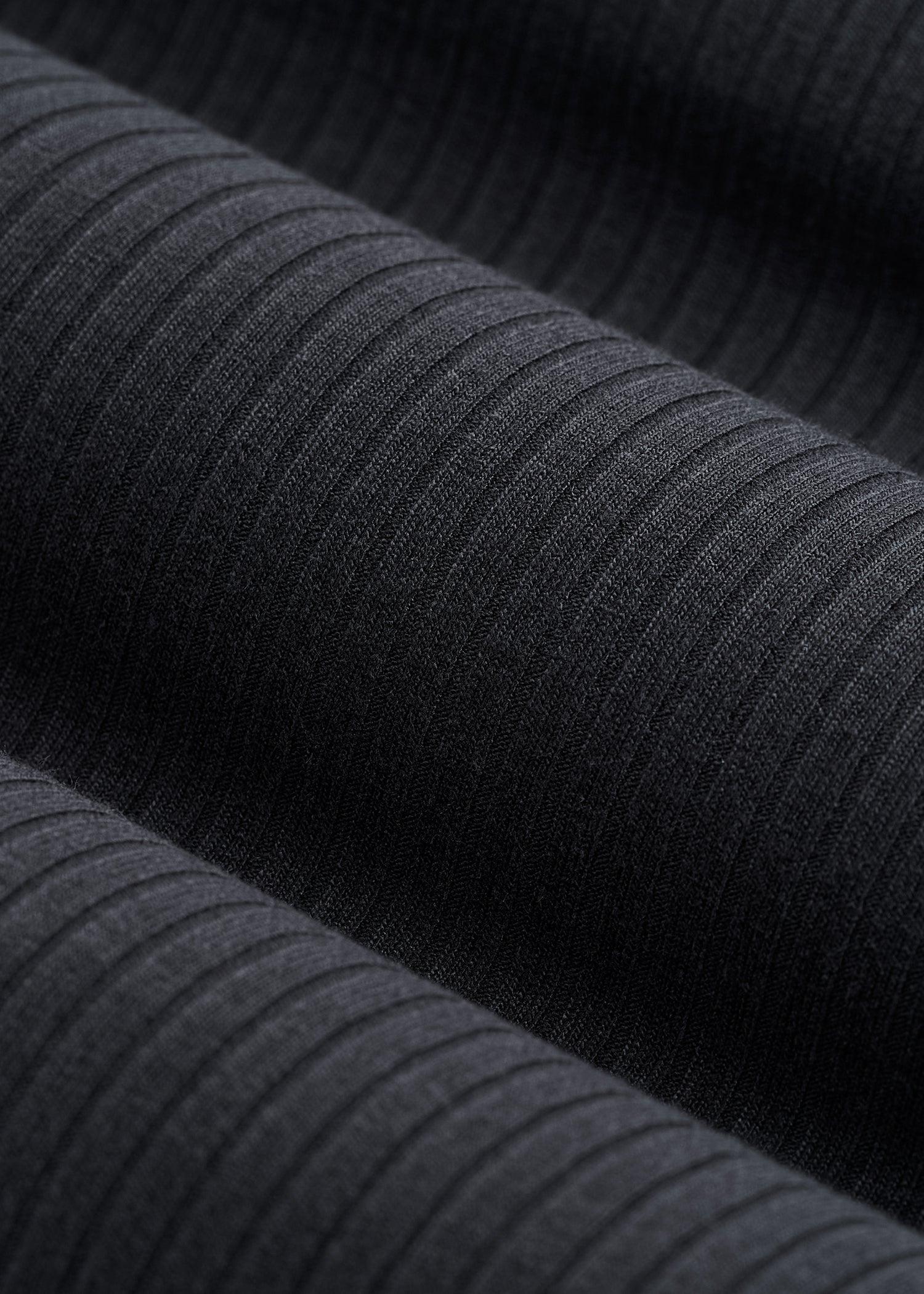 Lightweight Ribbed Cropped Lounge Shirt for Tall Women in Black Product Image