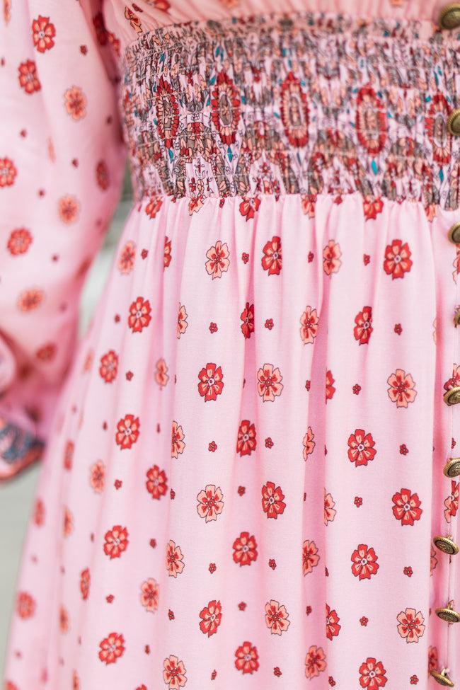 Like You Said Pink Multi Border Print Maxi Dress FINAL SALE Product Image
