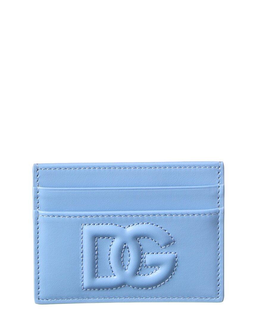 DOLCE & GABBANA Dg Logo Leather Card Holder In Blue Product Image