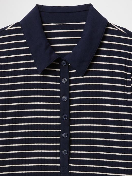 Modern Wide Rib Cropped Polo Shirt Product Image