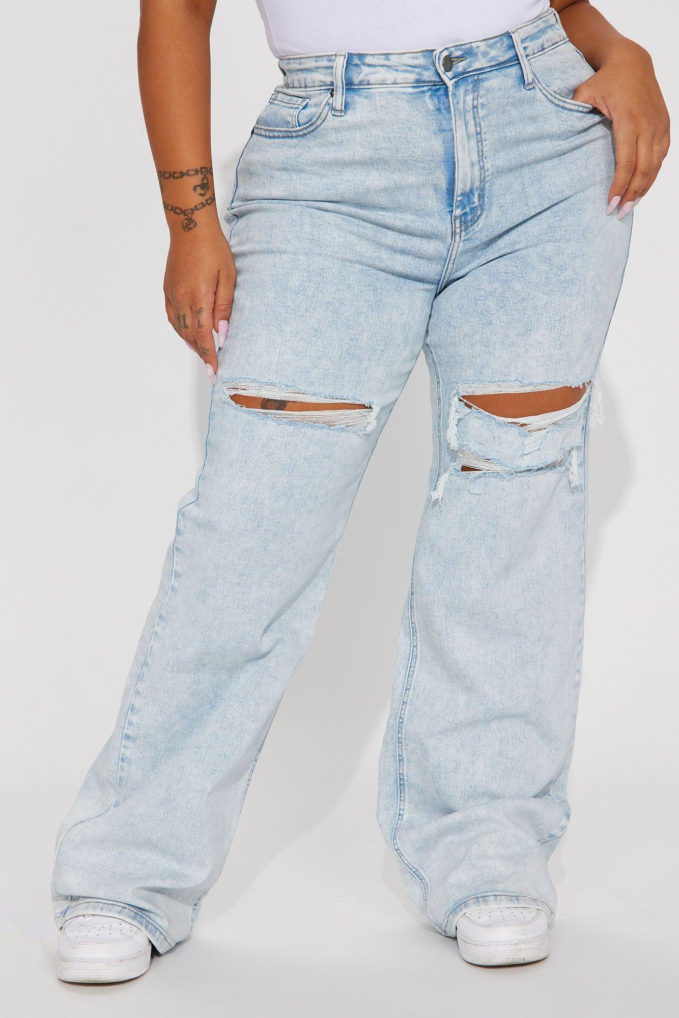 Remi Ripped Stretch Baggy Jeans - Vintage Wash Product Image
