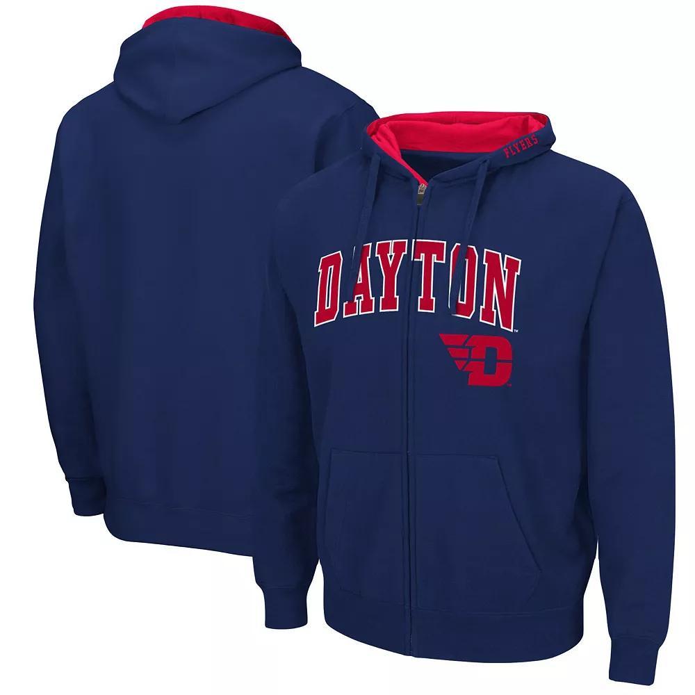 Men's Colosseum Navy Dayton Flyers Arch & Logo 3.0 Full-Zip Hoodie, Size: Medium, Day Blue Product Image
