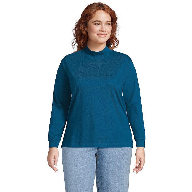 Petite Lands' End Long Sleeve Super T Mock Neck Top, Women's, Size: Medium Petite, Grey Heather Product Image