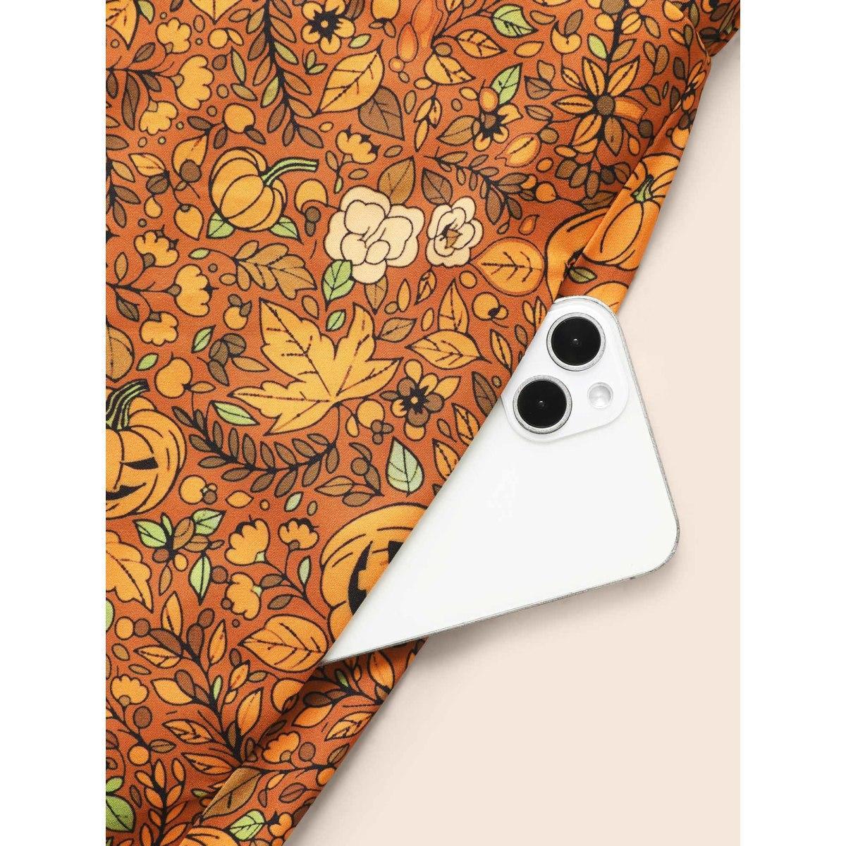 Plus Size Pumpkin Print Suspender Midi Dress Amber Women Casual Non Party Curvy Bloomchic 30/6X Product Image