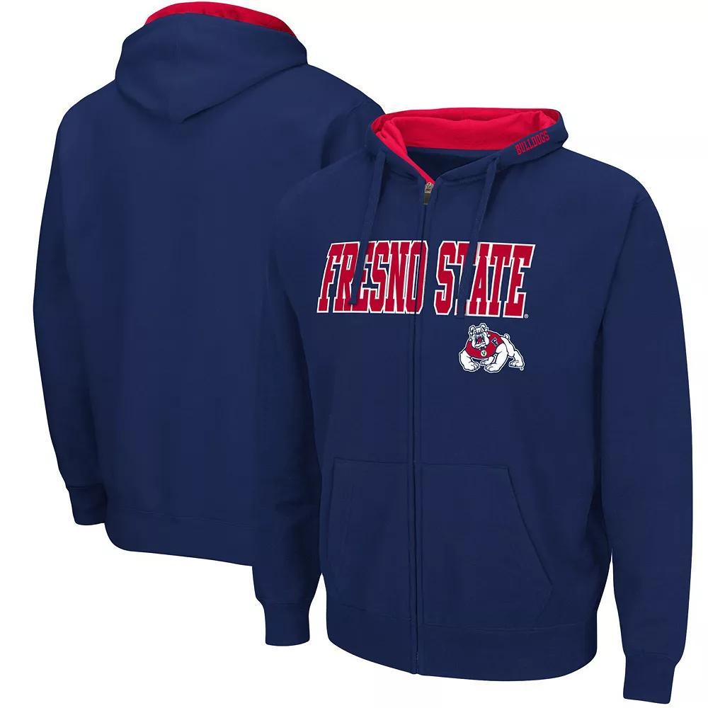 Men's Colosseum Navy Fresno State Bulldogs Arch & Logo 3.0 Full-Zip Hoodie, Size: Medium, Csf Blue Product Image