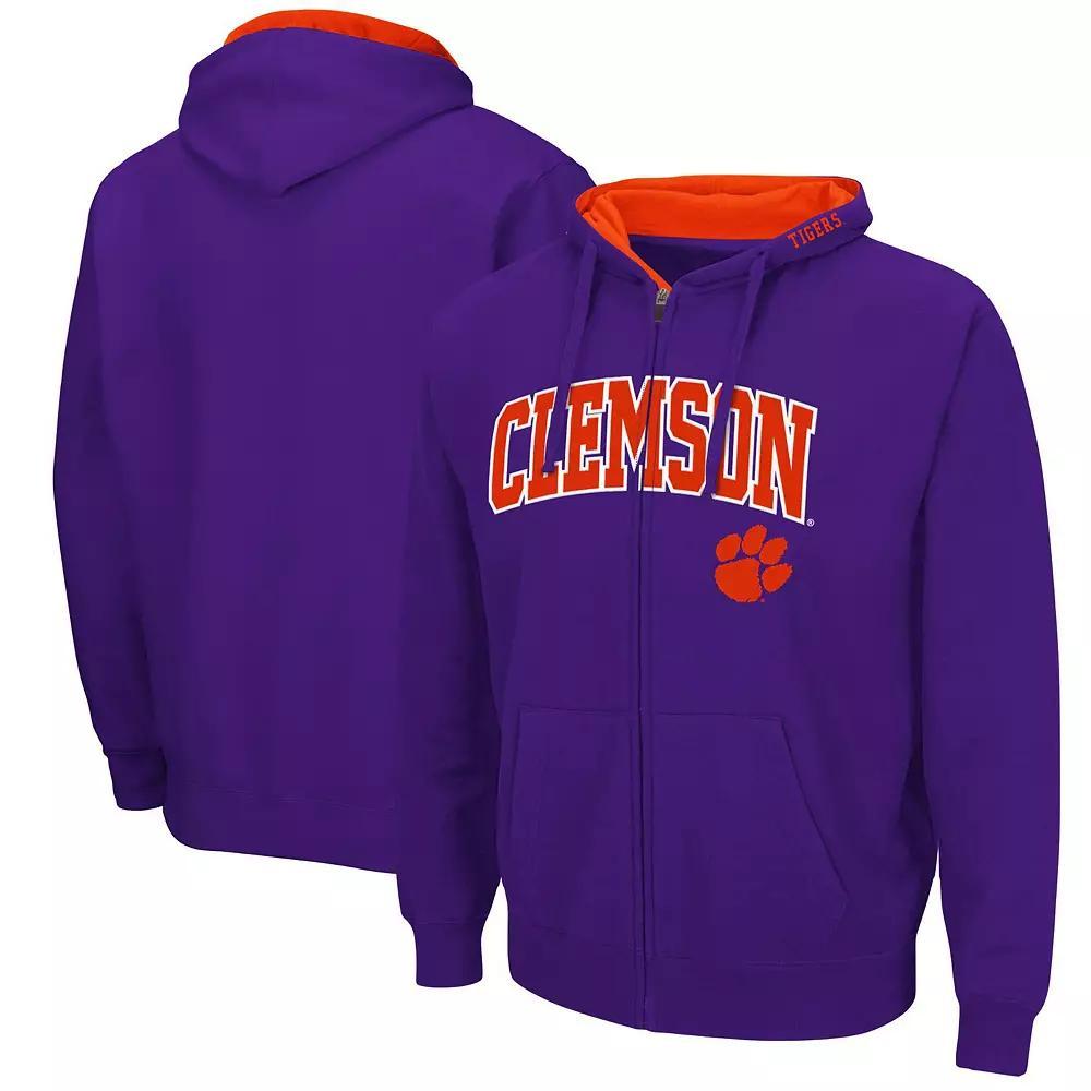 Men's Colosseum Purple Clemson Tigers Arch & Logo 3.0 Full-Zip Hoodie, Size: Medium Product Image