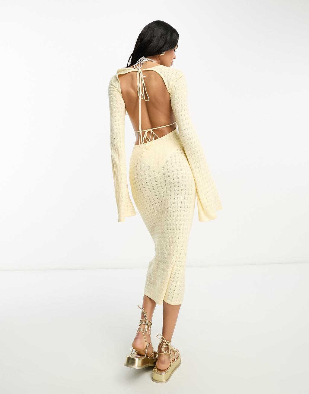 4th & Reckless costella crochet knit midaxi summer dress Product Image