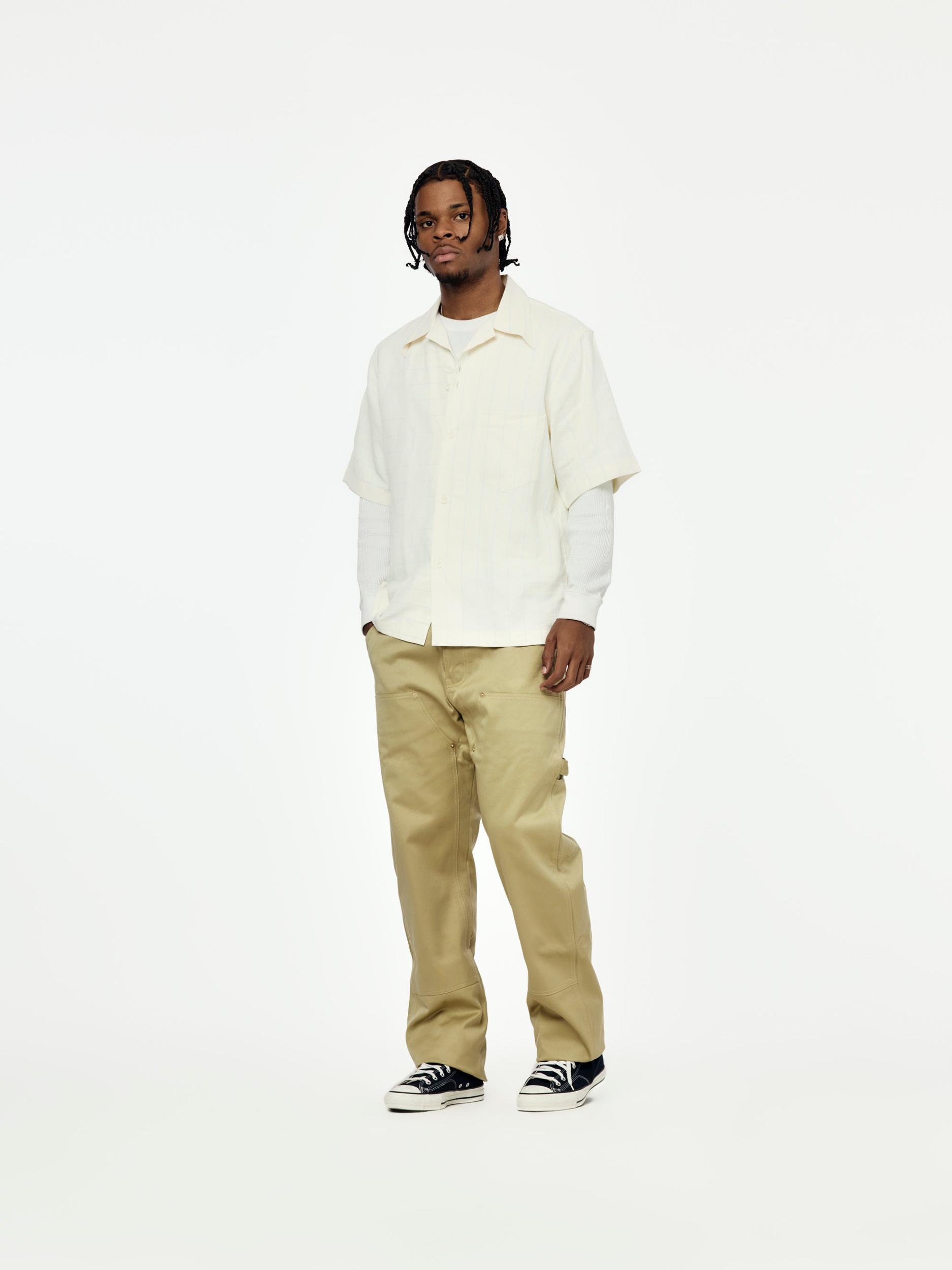 Highlife Bowling Shirt (White/ Blue Stripe) Product Image