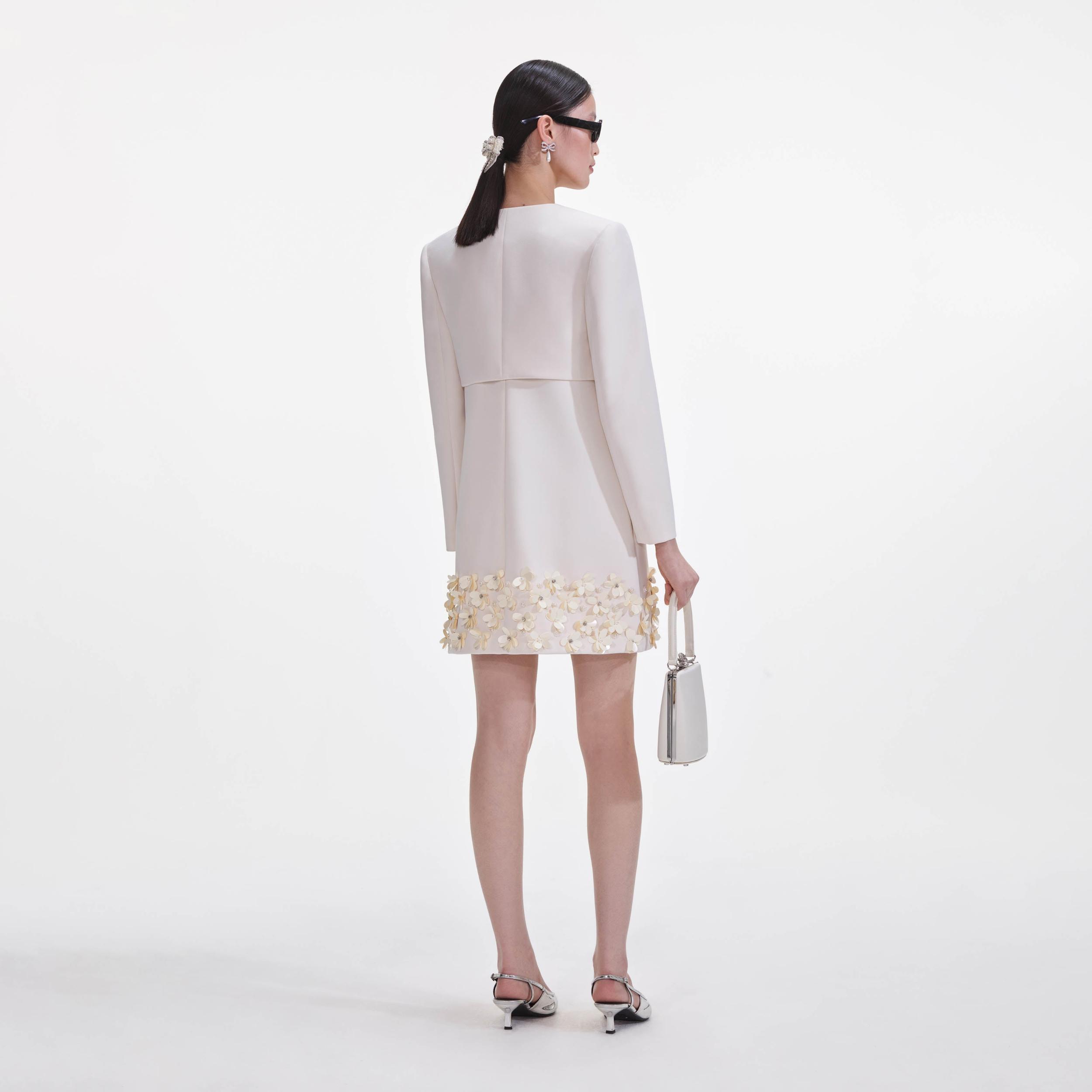 Cream Crepe 3D Sequin Jacket Product Image
