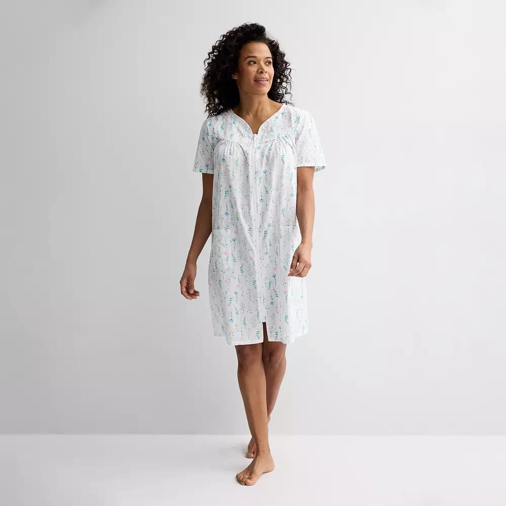 Women's Croft & Barrow® Woven Zip Short Robe, Size: Large, Breezy Blossoms Product Image