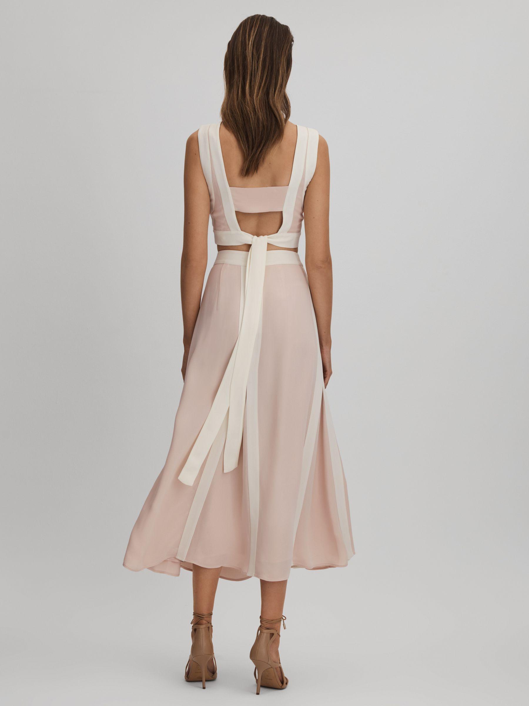 Contrast Trim Co-Ord Crop Top in Nude/Ivory Product Image