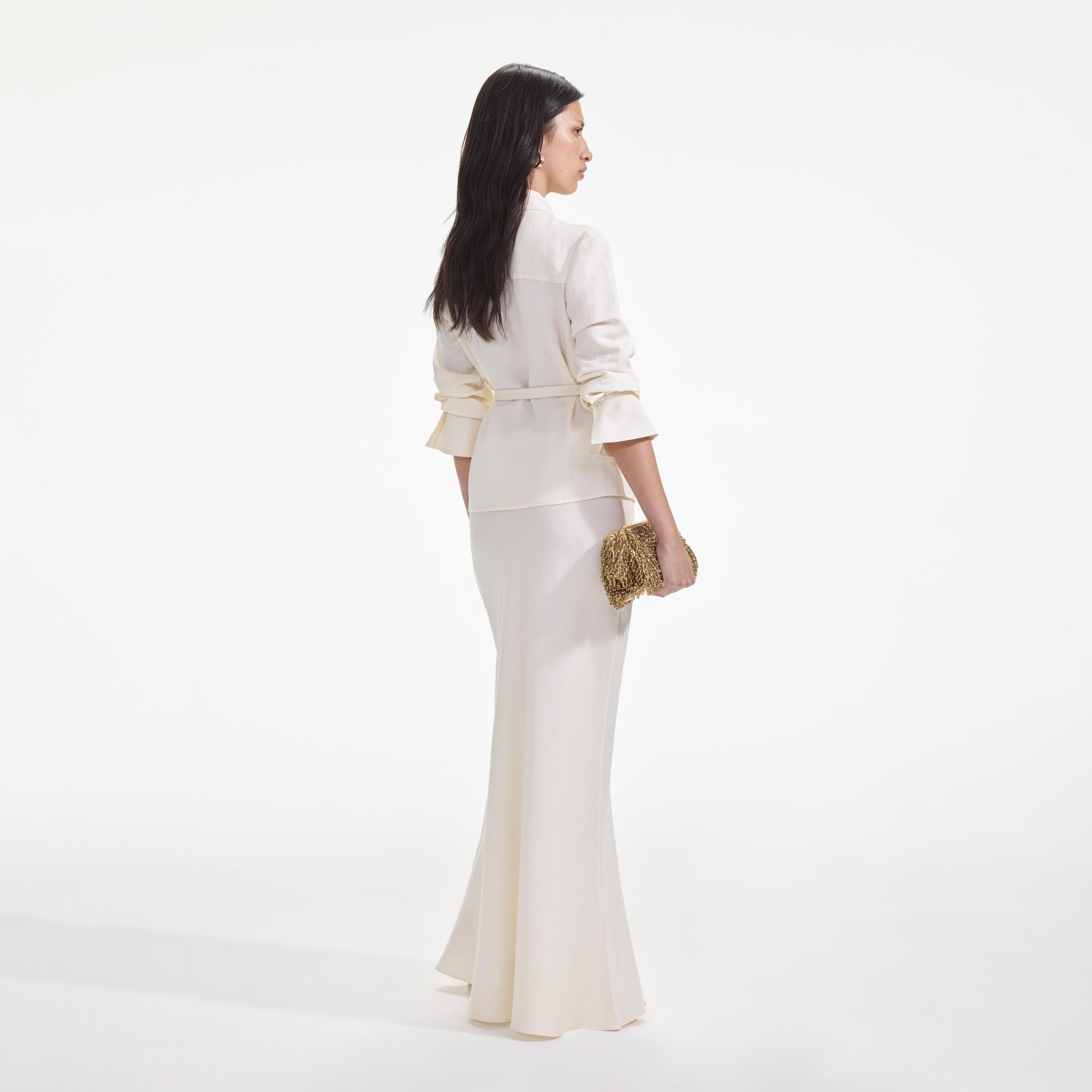 Cream Linen Maxi Dress Product Image