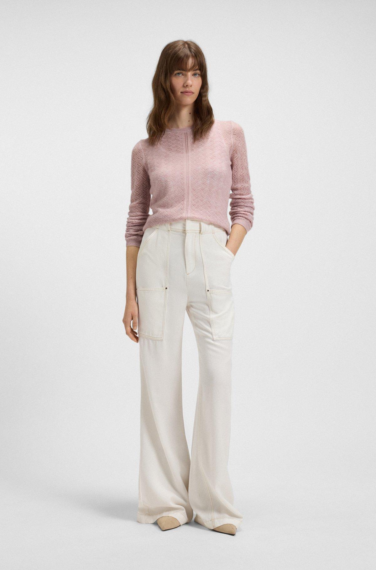Fine-gauge sweater with knitted structure Product Image