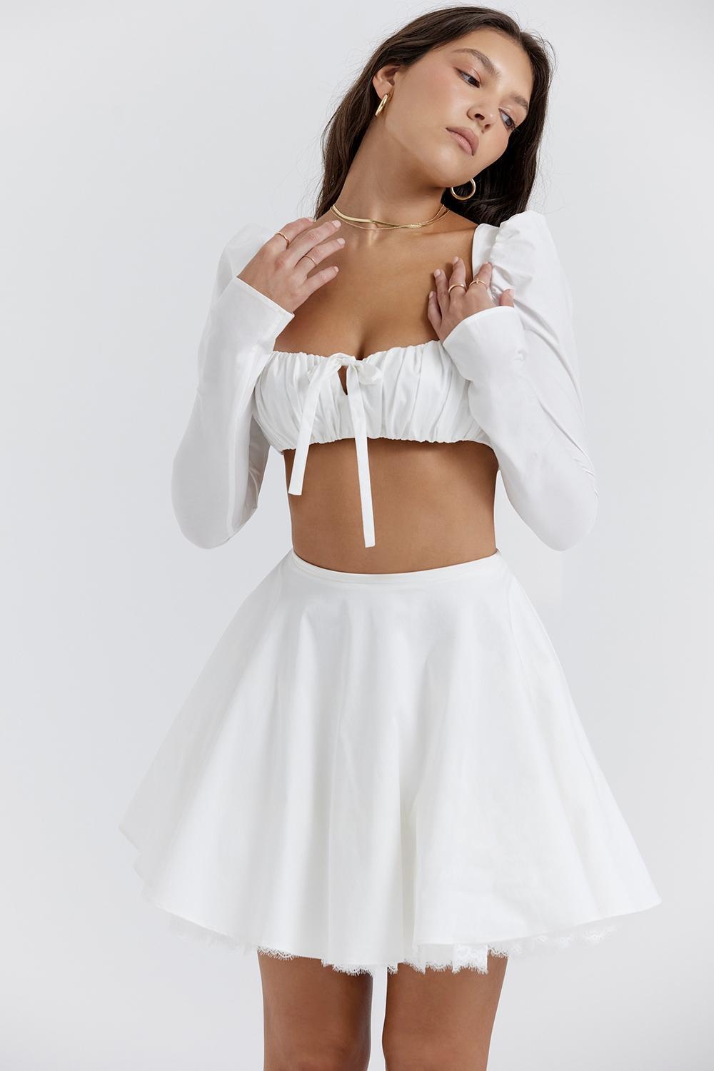 Shira White Puff Sleeve Top Product Image