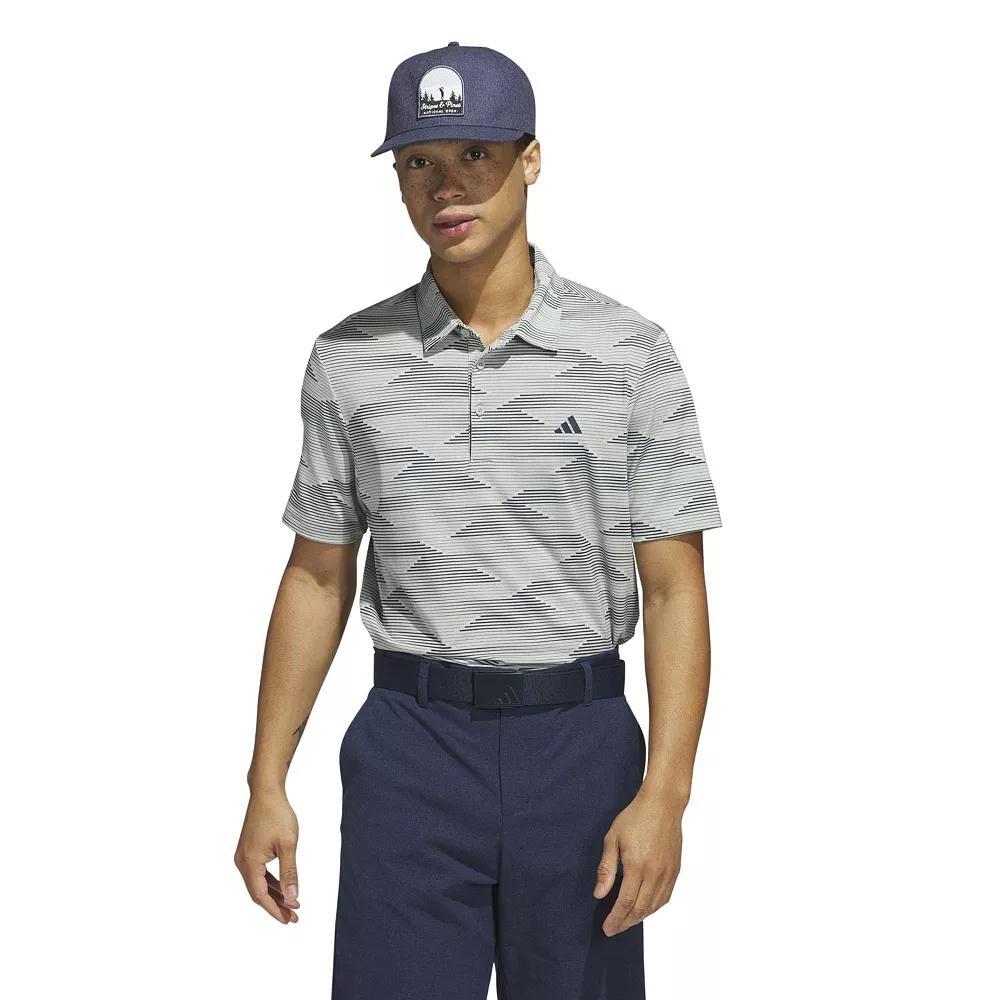 Men's adidas Two Color Stripe Golf Polo, Size: XXL, Wonder Silver Product Image