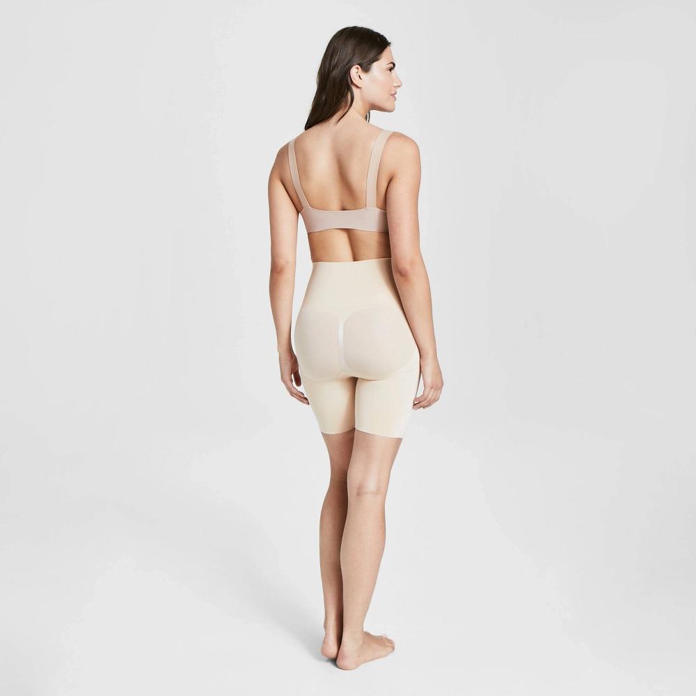 ASSETS by SPANX Womens Remarkable Results Mid-Thigh Shaper - Light Beige 1X: Tummy, Hip, Thigh, Bottom Slimming, Ultra Firm Compression Product Image