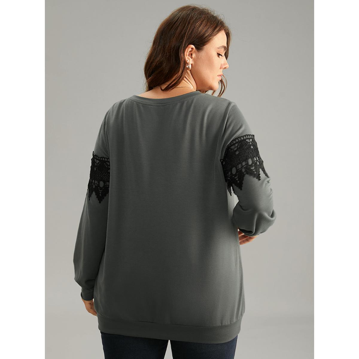 Plus Size Solid Pleated Detail Elastic Cuffs Sweatshirt Women Rust Casual Elastic cuffs Round Neck Dailywear Sweatshirts BloomChic 10/M Product Image