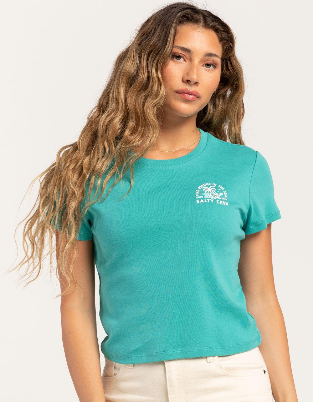 SALTY CREW Good Times Womens Baby Tee - TEAL GREEN Product Image