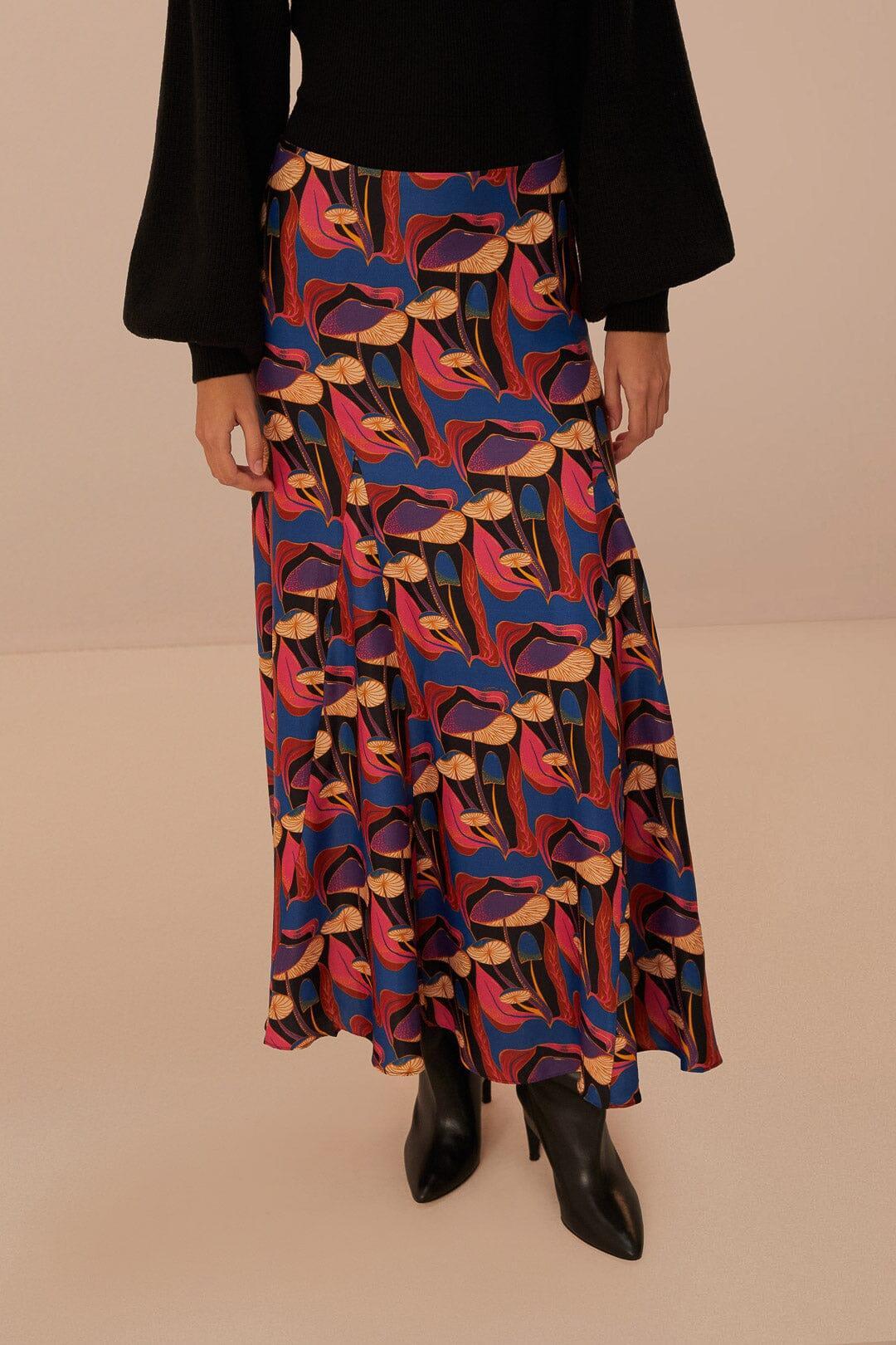 Wild Mushrooms Black Maxi Skirt, WILD MUSHROOMS BLACK / XXS Product Image