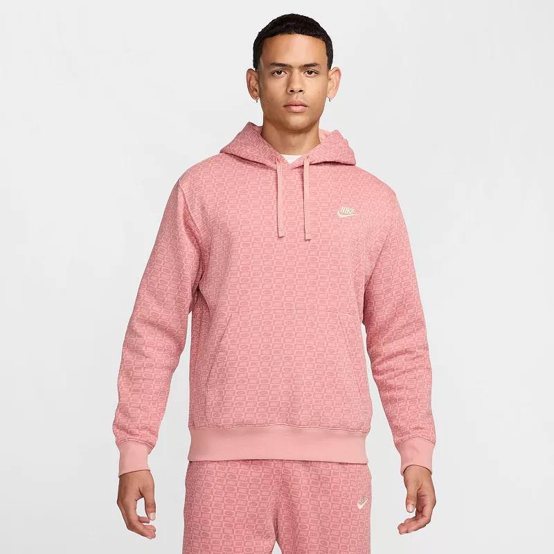 Mens Nike Sportswear Patterned Club Fleece Pullover Hoodie Product Image