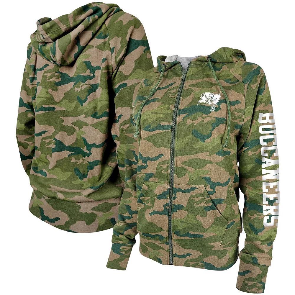 Women's New Era Camo Tampa Bay Buccaneers Raglan Full-Zip Hoodie, Size: Large, Green Product Image