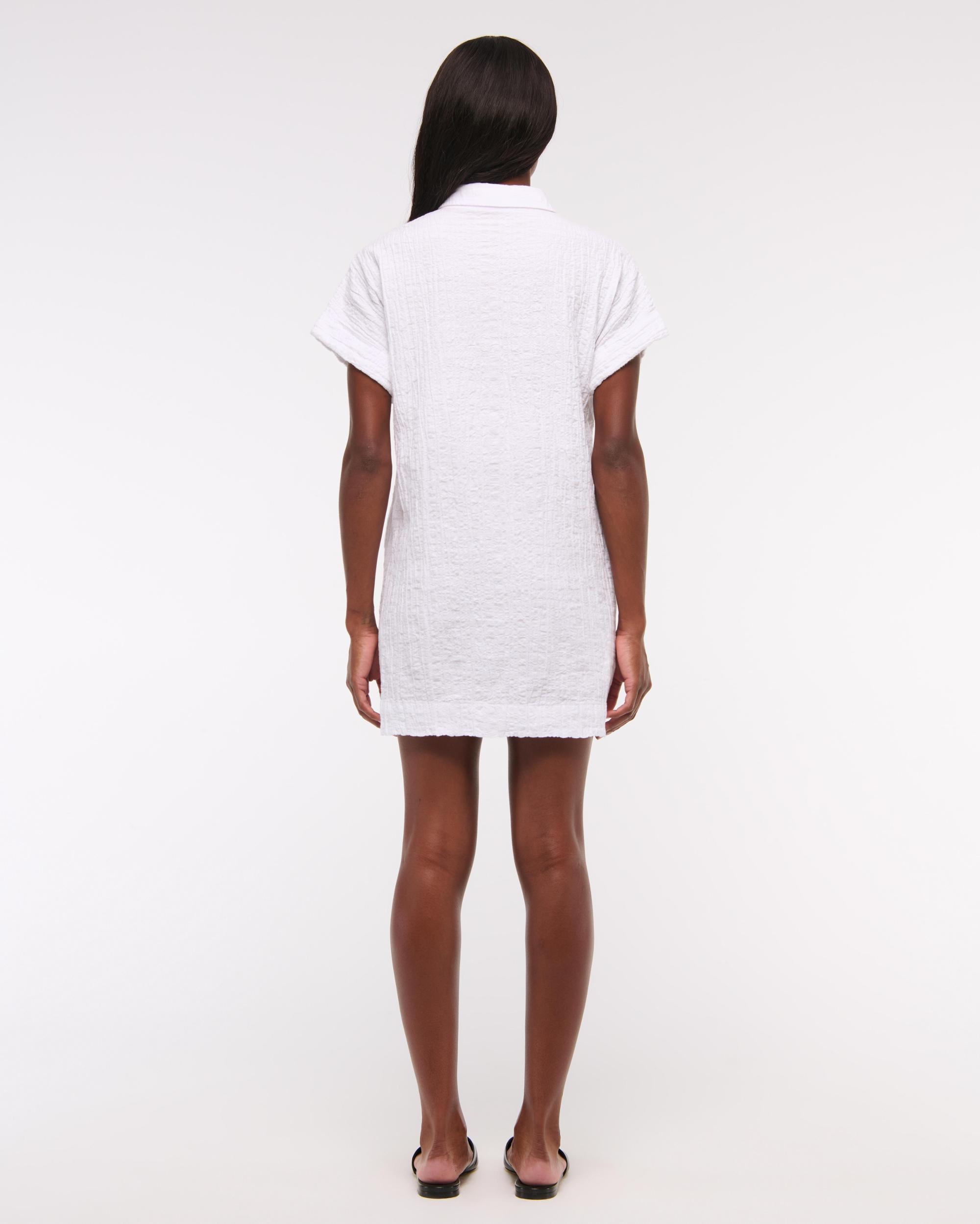 Textured Mini Shirt Dress Product Image
