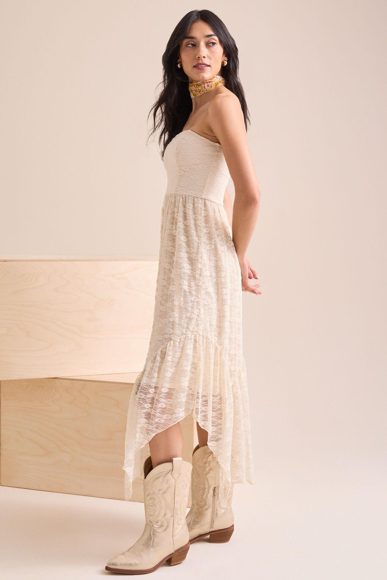 Chloe Lace Strapless Midi Dress Product Image