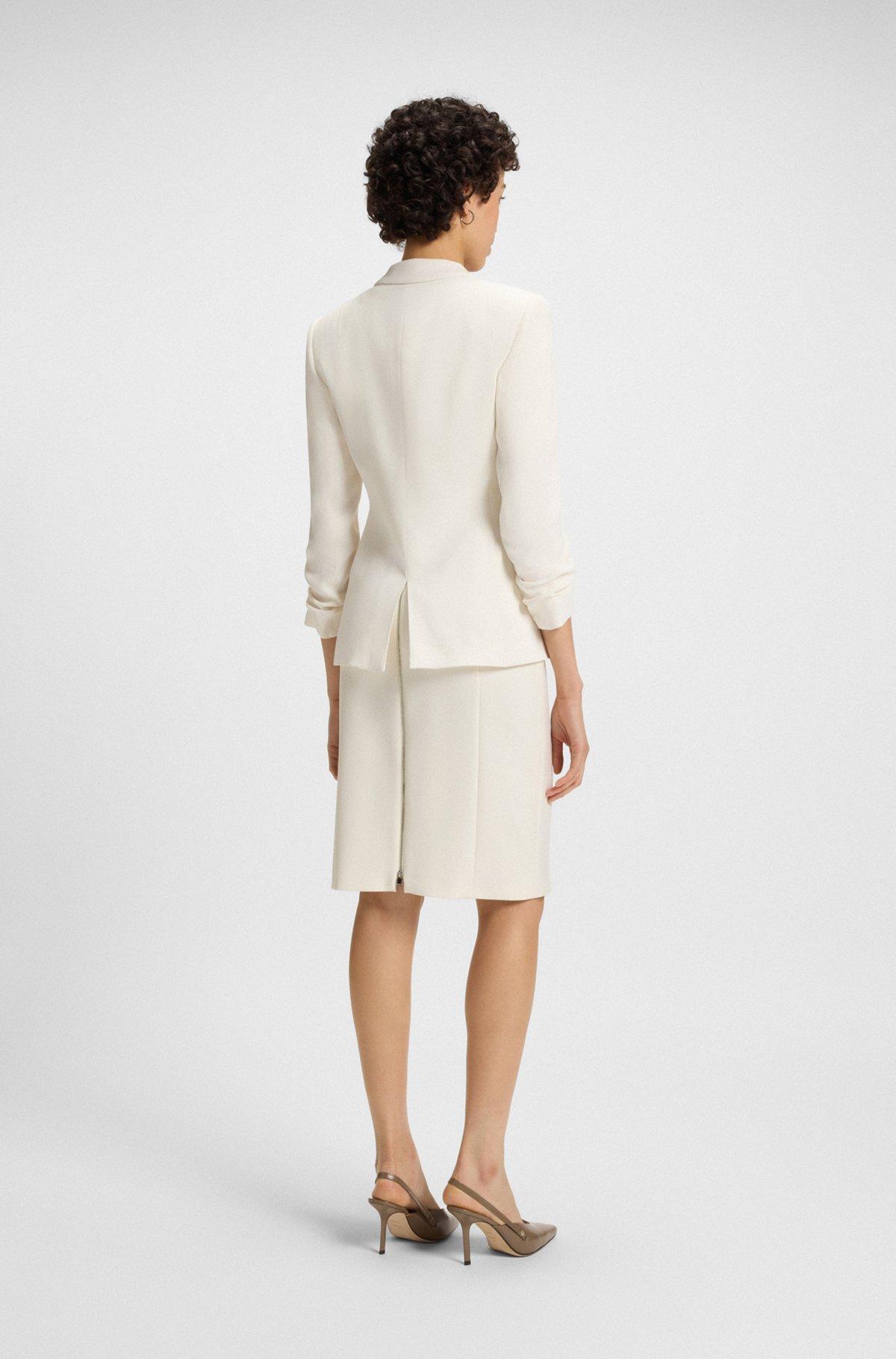 BOSS - Slim-fit blazer with press-stud closure - White Product Image