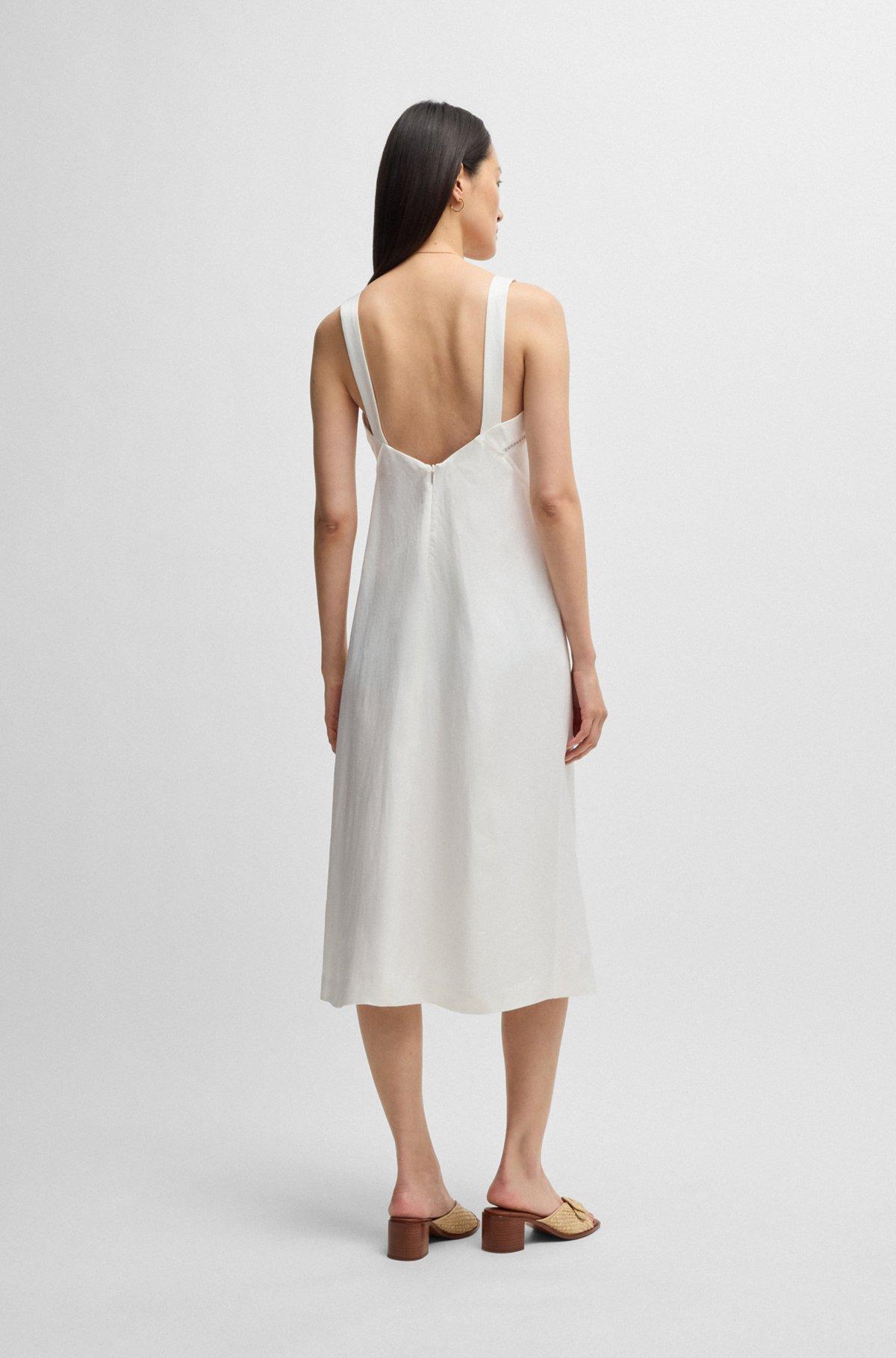 BOSS - Summery dress with wide straps and seaming detail - White Product Image