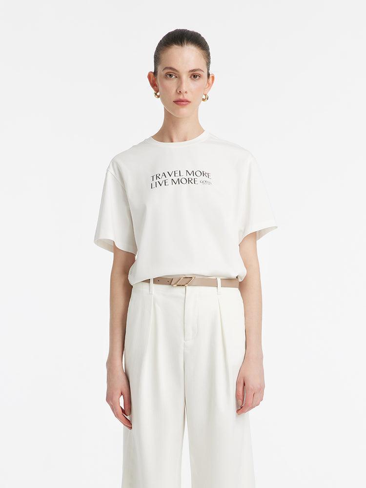 Pure Cotton Chic Letter Print Women T-Shirt Product Image