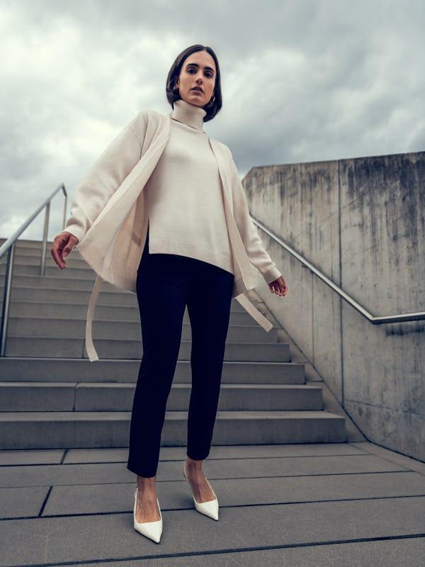 Women's Atlas Merino Belted Cardigan - Ivory Female Product Image