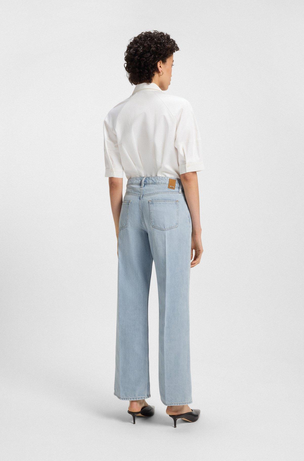 BOSS - Wide-leg jeans in blue rigid denim - Light Blue Product Image