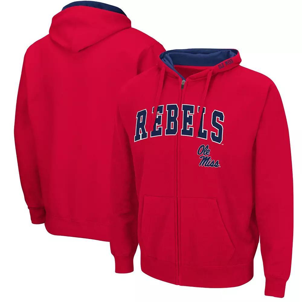 Men's Colosseum Red Ole Miss Rebels Arch & Logo 3.0 Full-Zip Hoodie, Size: Medium Product Image