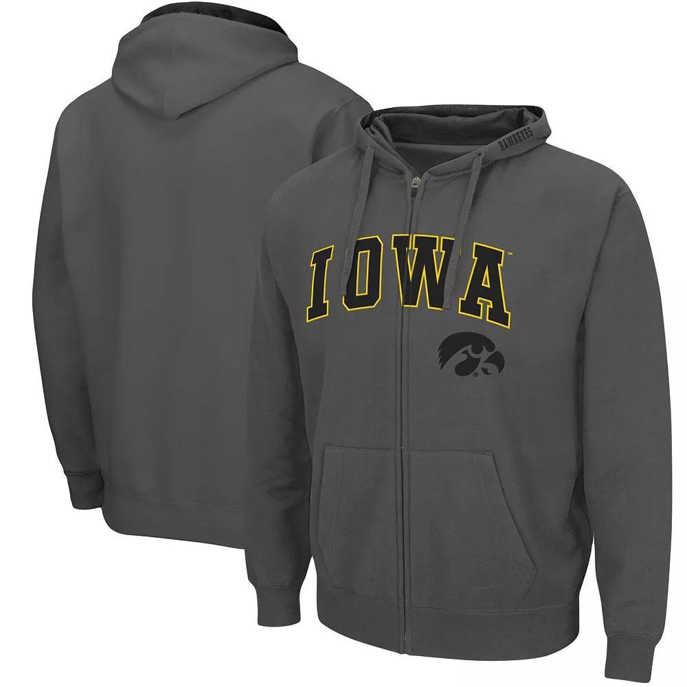 Men's Colosseum Charcoal NDSU Bison Arch & Logo 3.0 Full-Zip Hoodie, Size: Small, Nds Charco Product Image