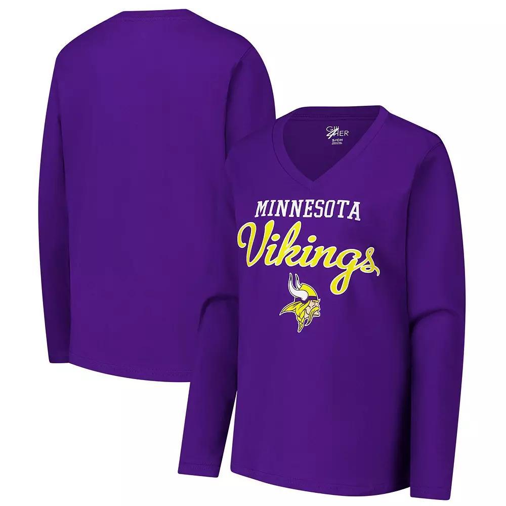 Women's G-III 4Her by Carl Banks Purple Minnesota Vikings Post Season Long Sleeve V-Neck T-Shirt, Size: 2XL Product Image