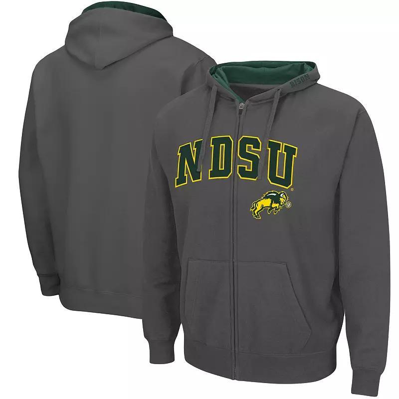 Men's Colosseum Charcoal NDSU Bison Arch & Logo 3.0 Full-Zip Hoodie, Size: Small, Nds Charco Product Image