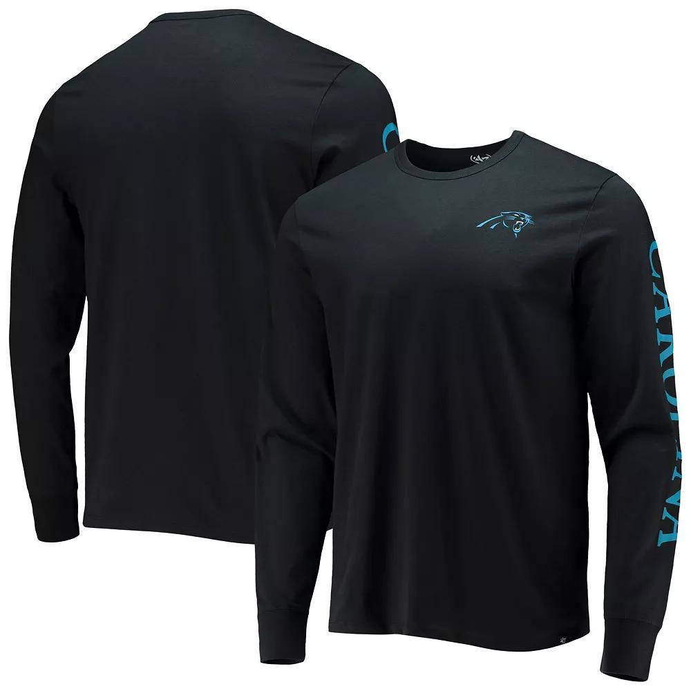 Men's '47 Black Carolina Panthers Franklin Long Sleeve T-Shirt, Size: 2XL Product Image