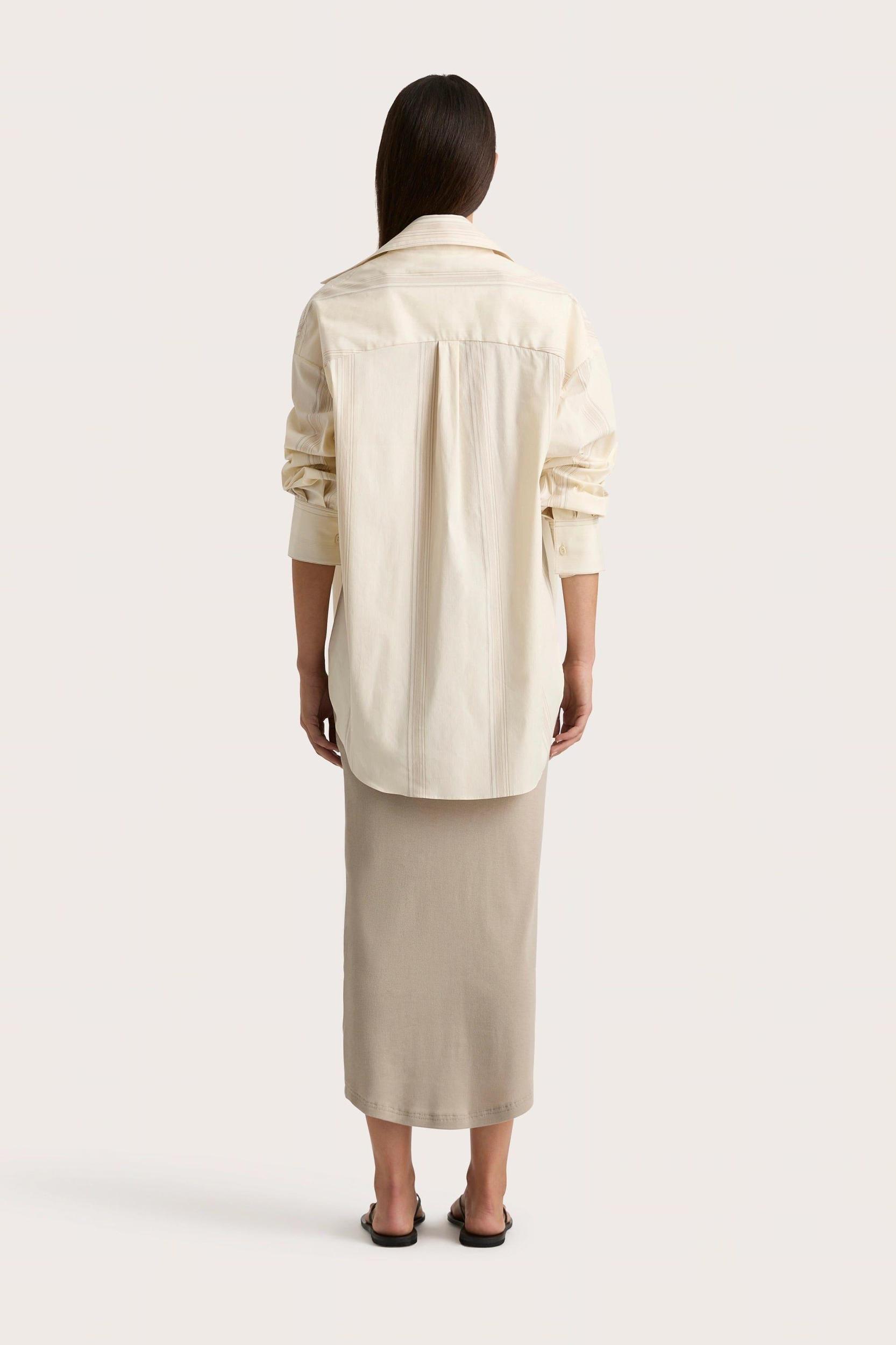 En Vau Shirt Foam Taupe Stripe - Final Sale Product Image