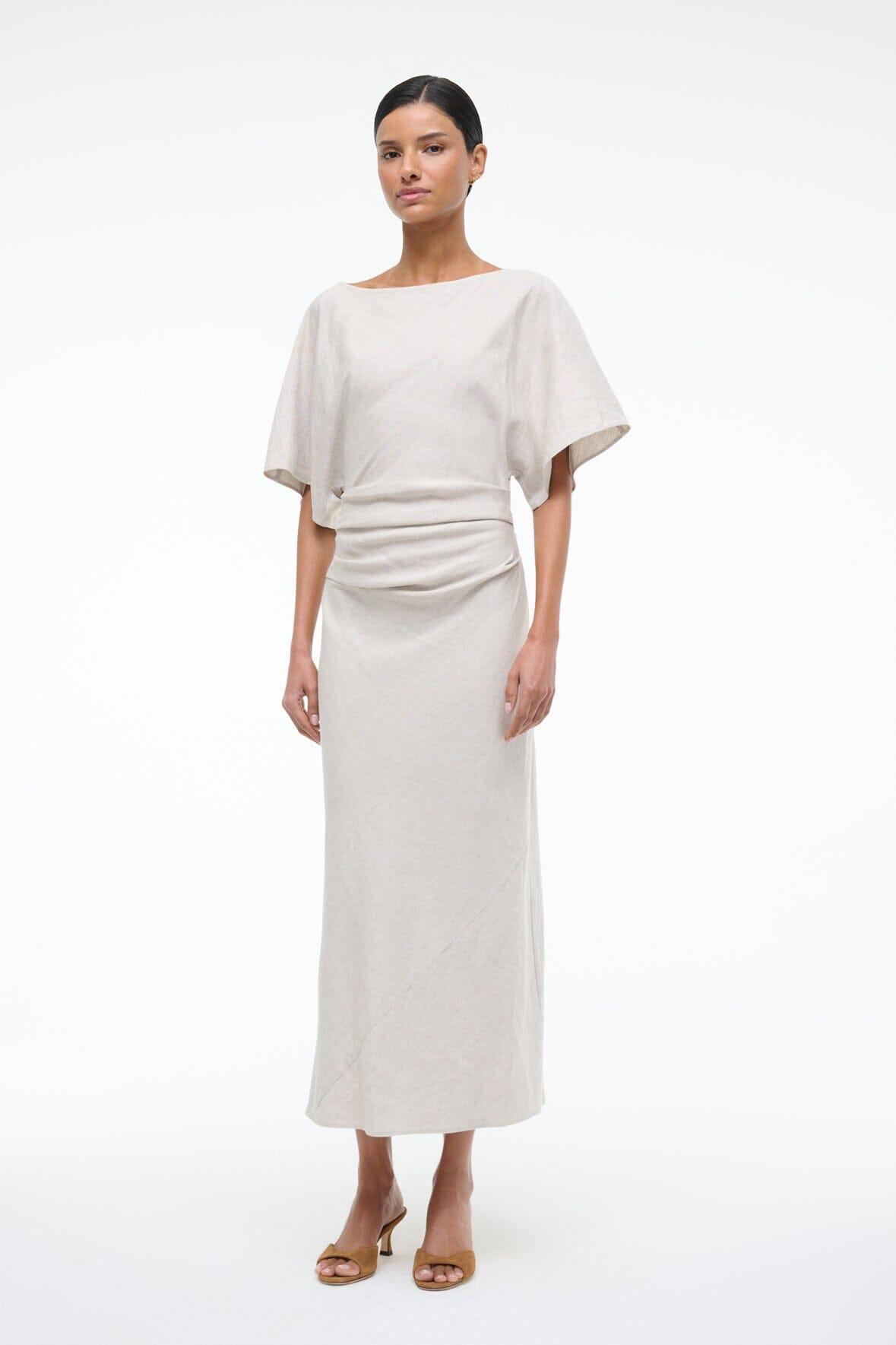 AMELIE LINEN MIDI DRESS | NATURAL Product Image