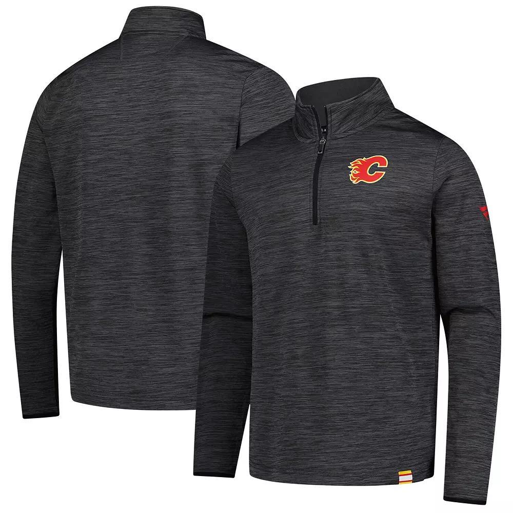 Men's Fanatics  Heather Charcoal Calgary Flames Authentic Pro Lightweight Quarter-Zip Pullover, Size: Medium, Flm Charco Product Image
