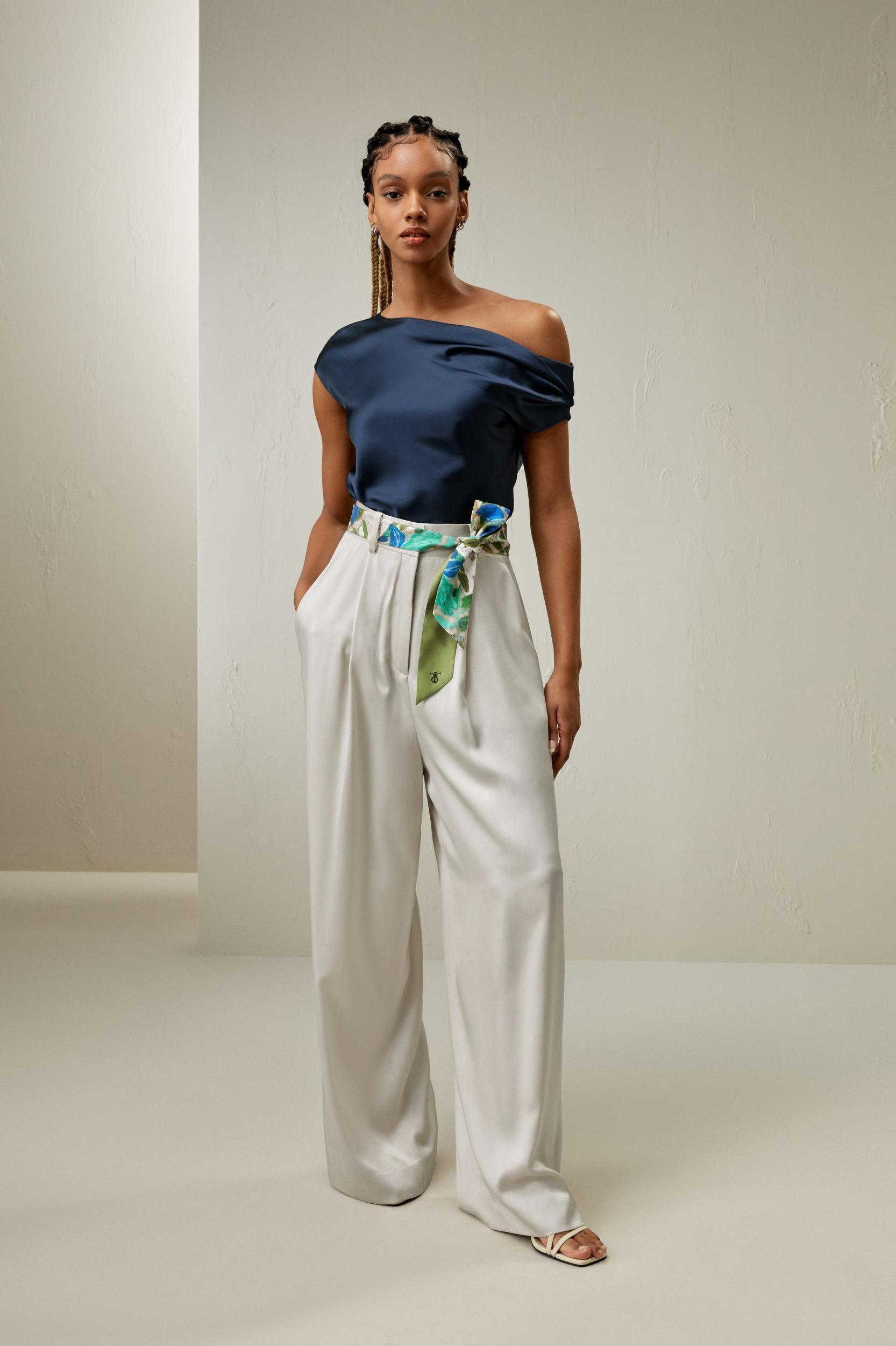 Boat Neck Silk Top Product Image