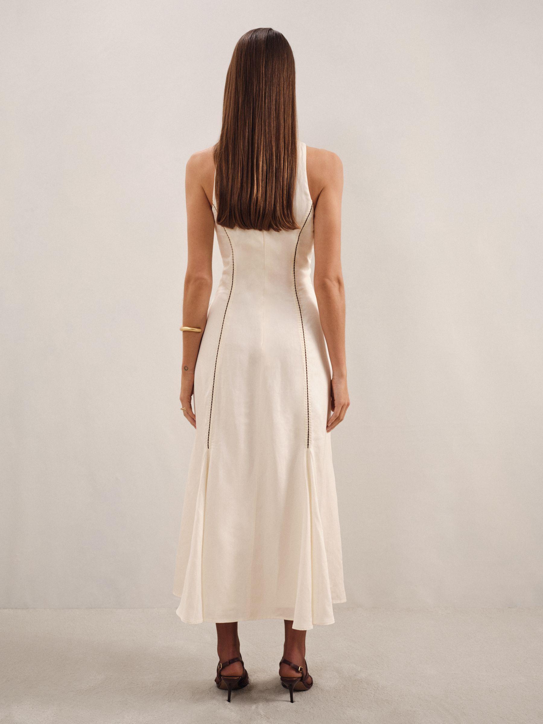 Petite Poplin Belted Split Midi Dress in Ivory Product Image