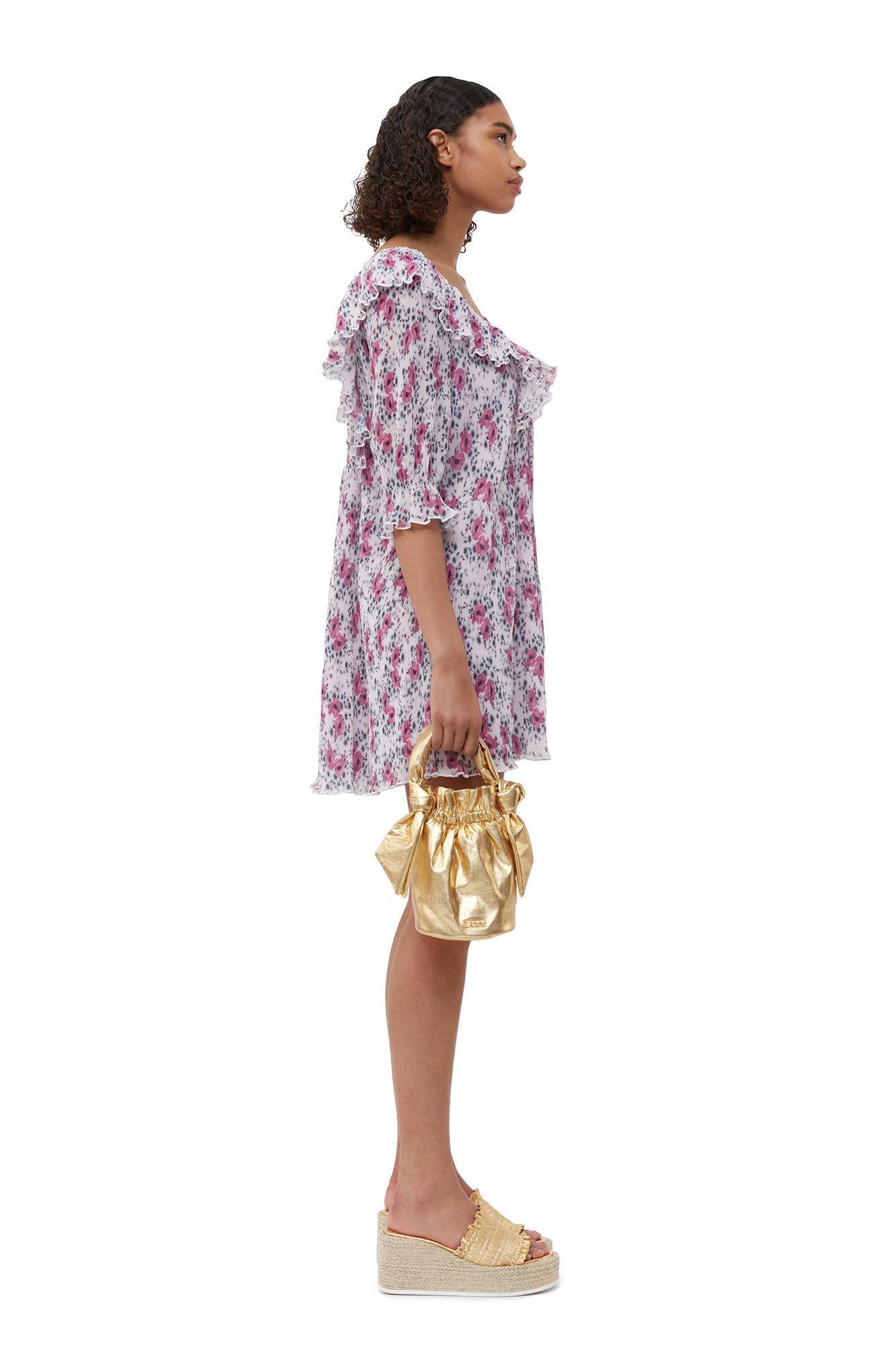 Pleated Georgette Ruffle Mini Dress Product Image