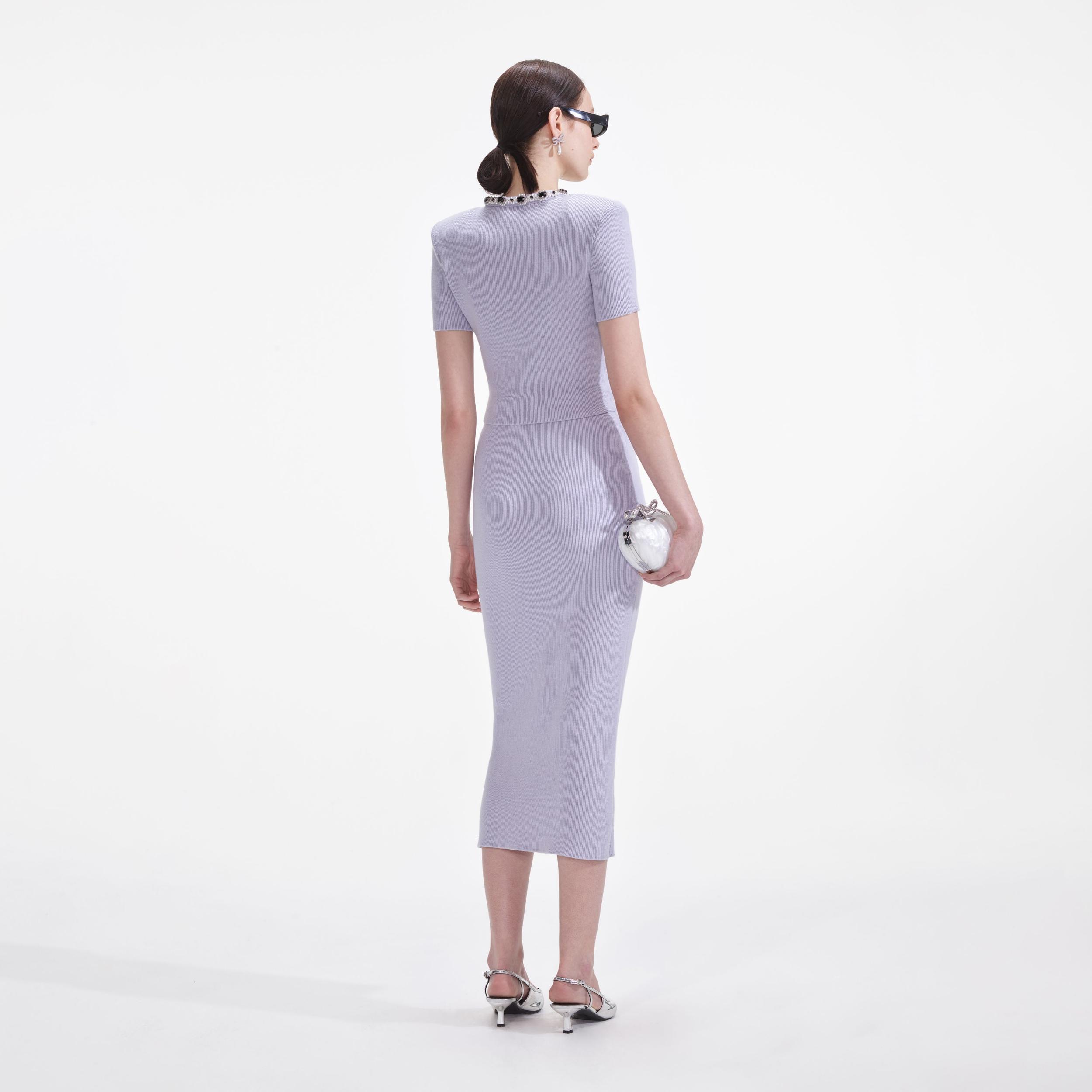 Lilac Embellished Knit Top Product Image