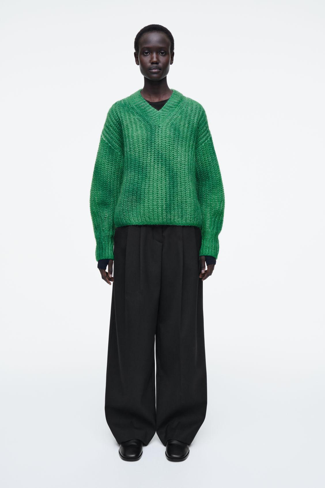 SPRAY-EFFECT MOHAIR V-NECK SWEATER Product Image