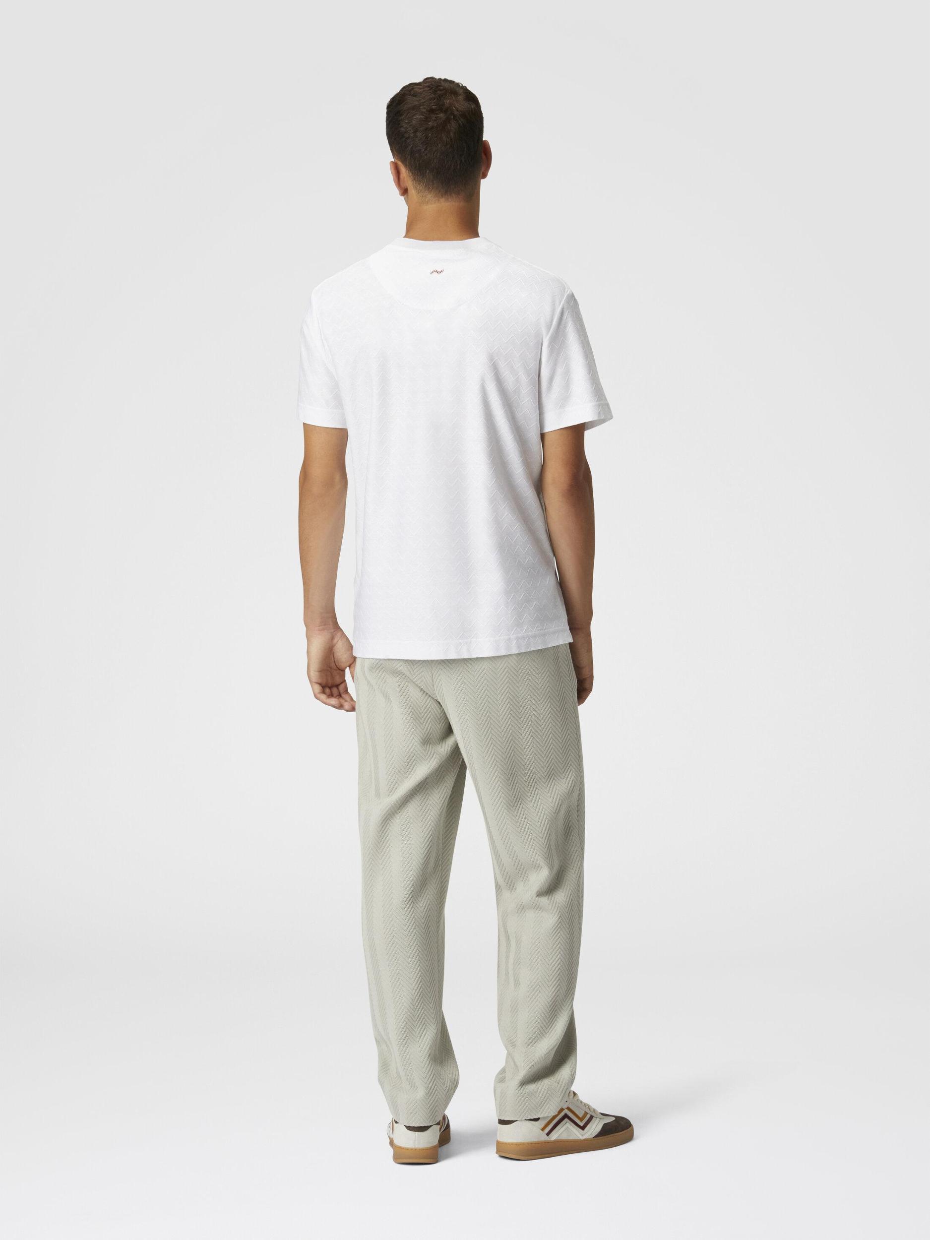 Tone-on-tone zig zag cotton jersey crewneck T-shirt Product Image